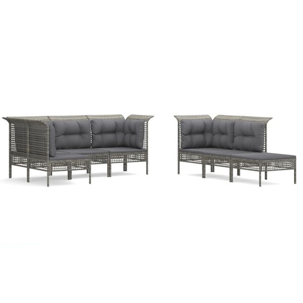 vidaXL Set de muebles de jardín 10 pzas y cojines ratán sintético gris