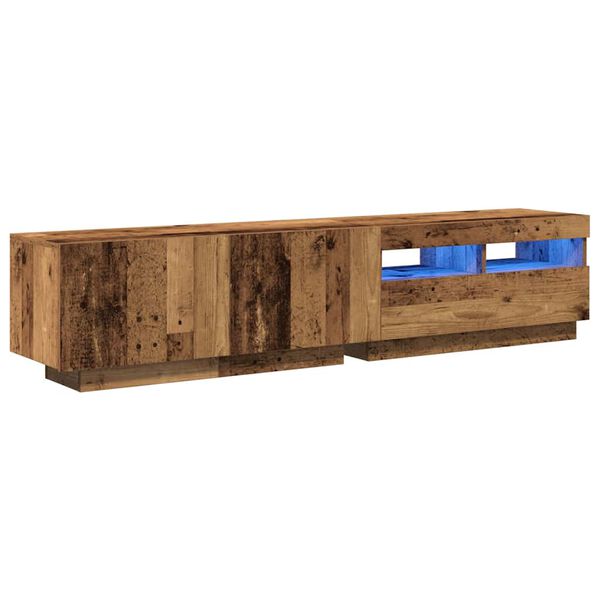 vidaXL Mueble TV luces LED madera ingenier&iacute;a envejecida 180x35x40 cm