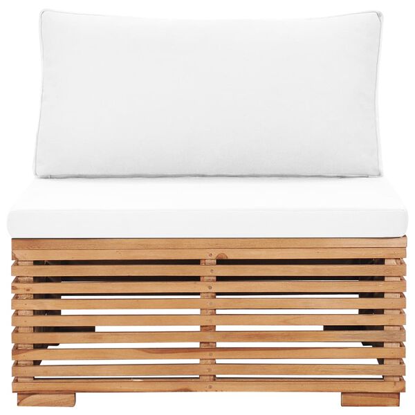 vidaXL Sof&aacute; central de jard&iacute;n madera maciza teca y coj&iacute;n color crema