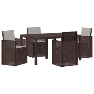 vidaXL Conjunto de Comedor de Jard&iacute;n 5 uds. Marr&oacute;n y Gris Claro PP