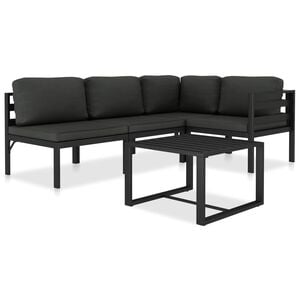 vidaXL Set muebles de jard&iacute;n 5 pzas y cojines aluminio gris antracita