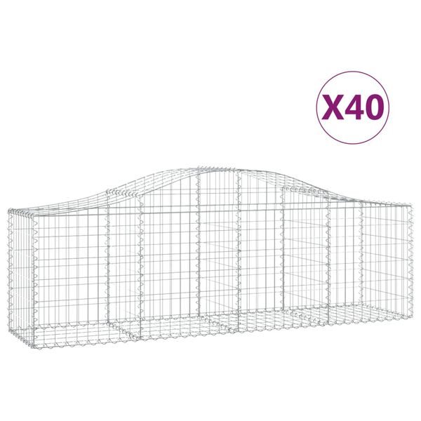 vidaXL Cestas de gaviones 40 uds forma de arco hierro 200x50x60/80 cm