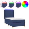 vidaXL Cama box spring colch&oacute;n y luces LED tela azul 80x200 cm