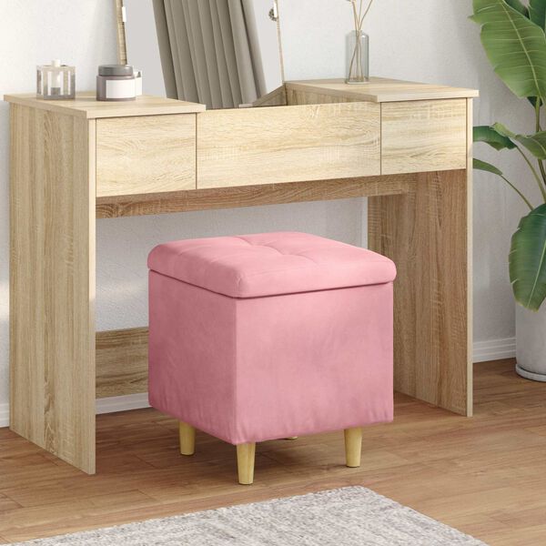 vidaXL Otomano de almacenamiento Rosa 40 x 40 x 45 cm Terciopelo