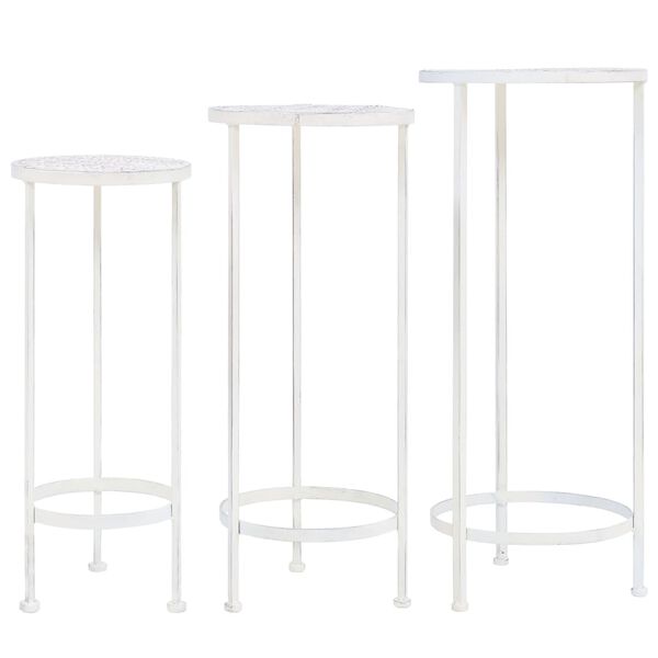 vidaXL Set de soportes para plantas estilo vintage 3 uds metal blanco