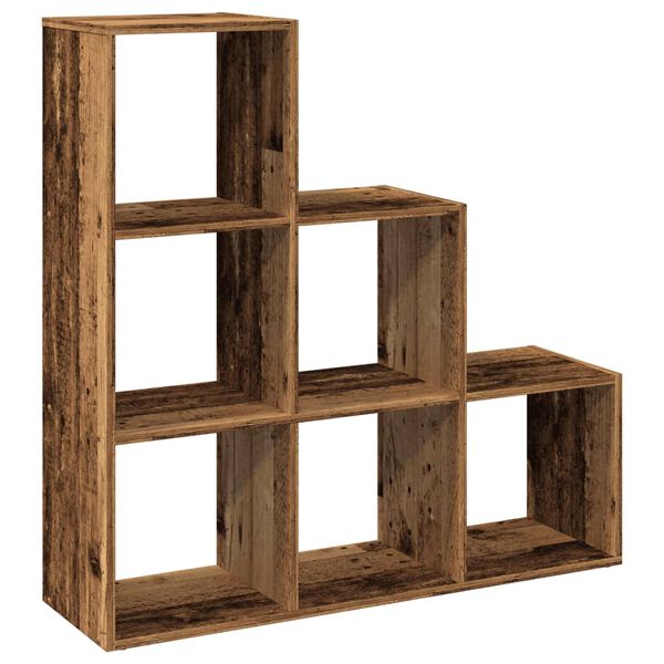vidaXL Librer&iacute;a divisor 3 niveles madera envejecida 99x29x99 cm