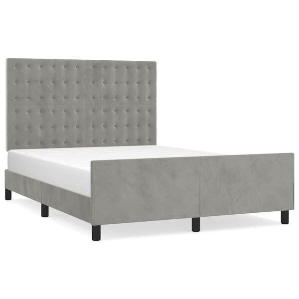 vidaXL Estructura de cama sin colch&oacute;n terciopelo gris claro 140x190 cm