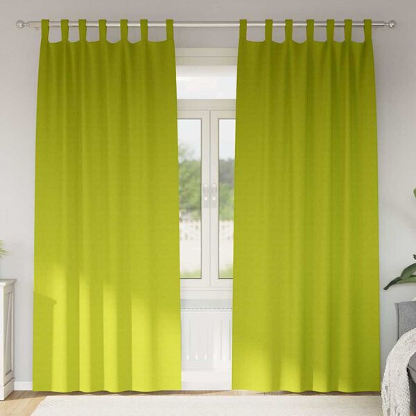 vidaXL Cortinas Opacas con Anillas 2 pcs Verde 245 x 140 cm Poli&eacute;ster