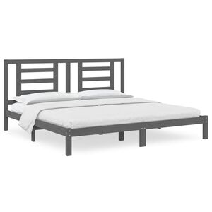 vidaXL Estructura de cama de madera maciza de pino gris 200x200 cm