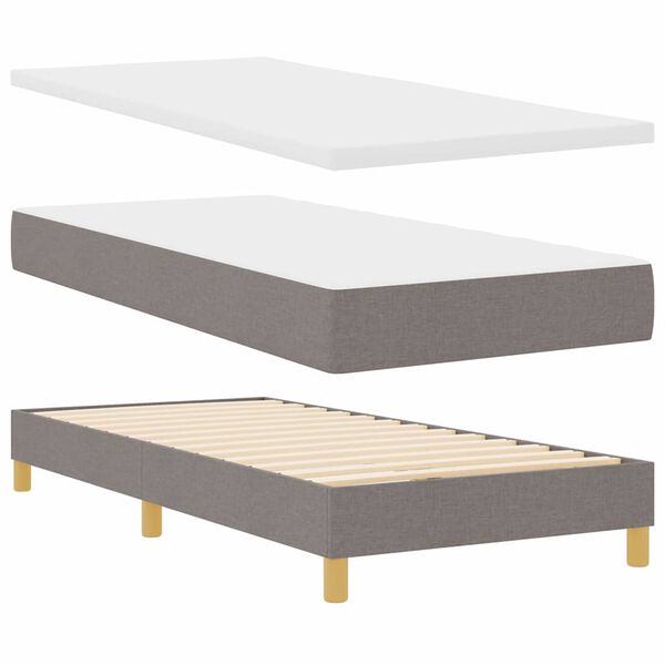vidaXL Cama tipo Box Spring con colch&oacute;n Taup&eacute; 200 x 90 cm Poli&eacute;ster