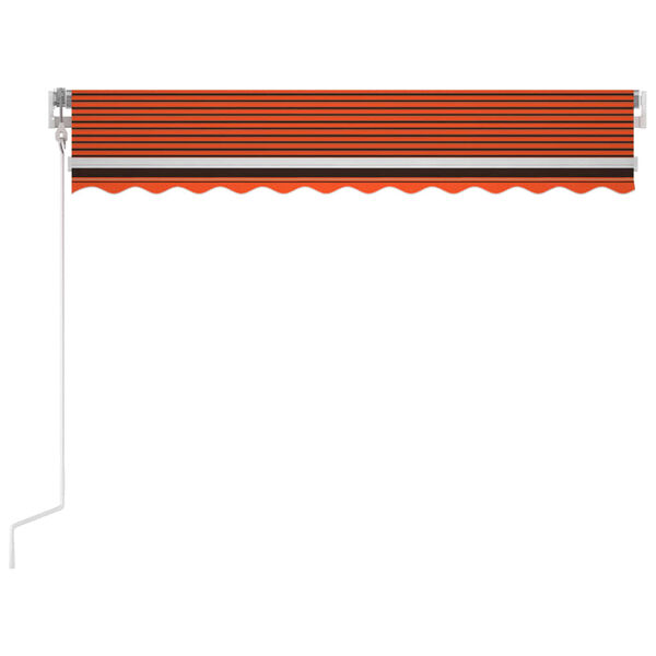 vidaXL Toldo autom&aacute;tico LED sensor de viento naranja marr&oacute;n 300x250 cm