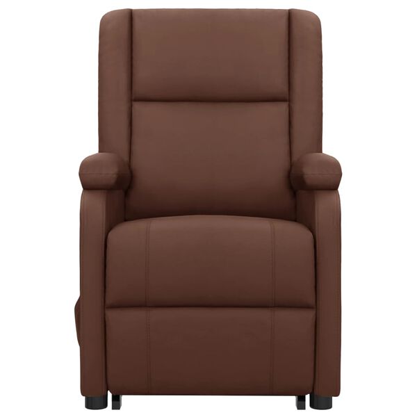 vidaXL Sill&oacute;n de masaje elevable cuero sint&eacute;tico marr&oacute;n