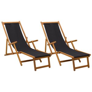 vidaXL Tumbona plegable 2 pcs 3 Posici&oacute;n Madera de Eucalipto Maciza