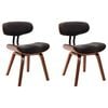 vidaXL Sillas de comedor 2 unidades madera curvada y tela gris