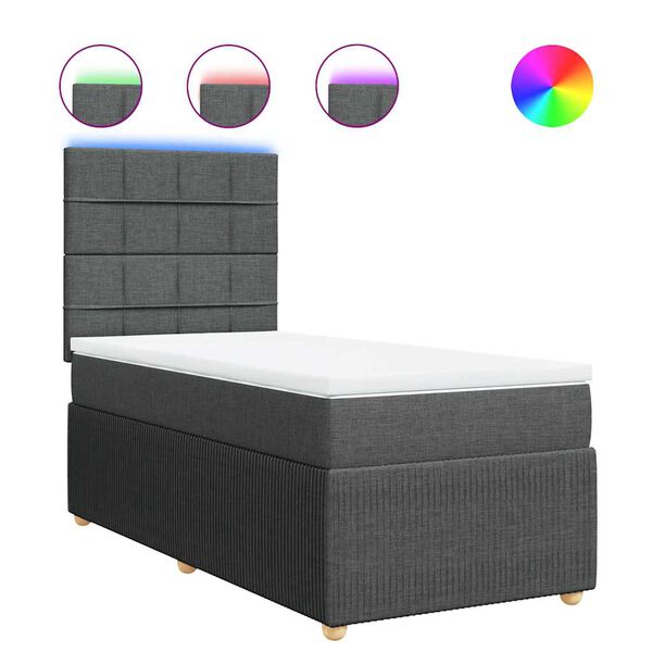vidaXL Cama box spring con colch&oacute;n tela gris oscuro 100x200 cm