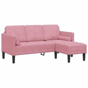 vidaXL Juego de Sof&aacute; con coj&iacute;n Rosa Poli&eacute;ster