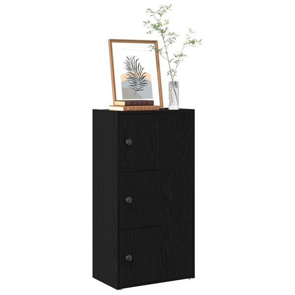 vidaXL Librer&iacute;a de madera contrachapada roble negro 40x24x77 cm