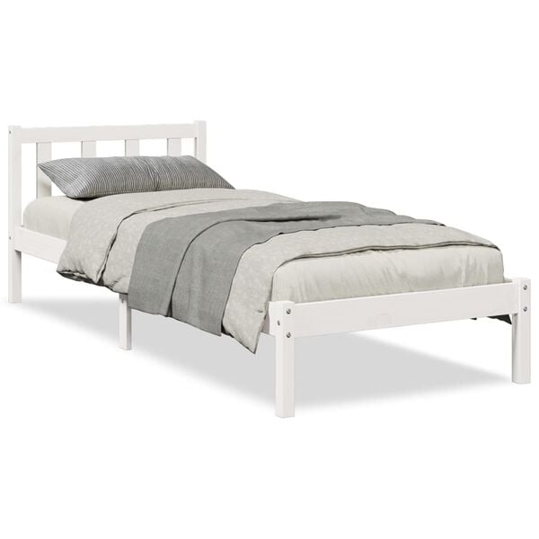 vidaXL Cama extralarga sin colch&oacute;n madera maciza pino blanca 100x210cm