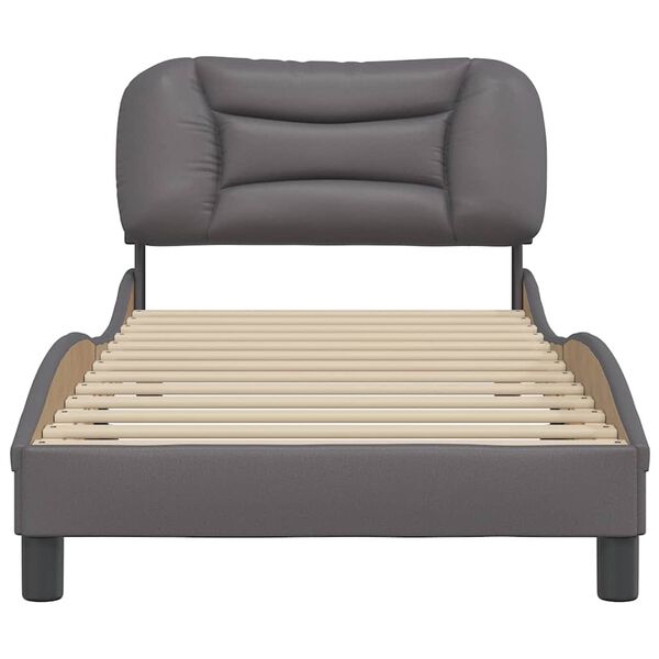 vidaXL Estructura de cama sin colch&oacute;n Hvar cuero sint&eacute;tico gris 80x200 cm