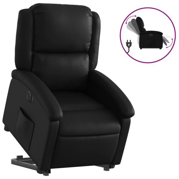 vidaXL Sillón reclinable elevable eléctrico de cuero sintético negro