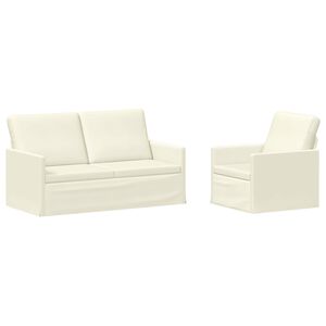vidaXL Juego de Sof&aacute; 2 pcs Crema Tela de Pana