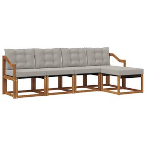 vidaXL Conjunto de sof&aacute;s de exterior 5 pcs Gris Natural y Claro
