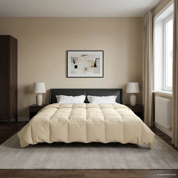 vidaXL Edred&oacute;n de Invierno Acolchado Crema 200 x 240 cm Microfibra