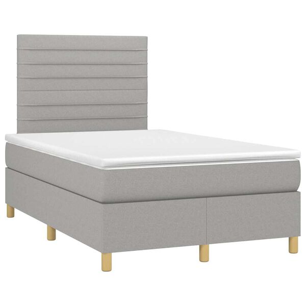 vidaXL Cama box spring con colch&oacute;n y LED tela gris claro 120x190 cm