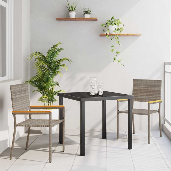 vidaXL Conjunto de Comedor de Jard&iacute;n 3 pcs Gris rat&aacute;n sint&eacute;tico