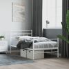 vidaXL Estructura cama sin colch&oacute;n con estribo metal blanco 90x200 cm
