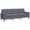 vidaXL Sof&aacute; de 3 plazas con cojines terciopelo gris oscuro 210 cm