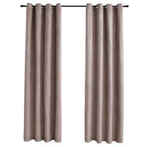vidaXL Cortinas opacas con aros de metal 2 piezas gris topo 140x245 cm