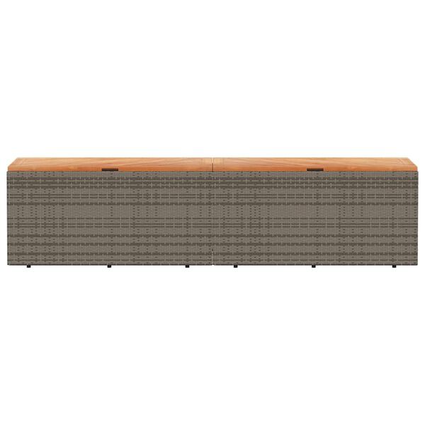 vidaXL Caja de almacenaje jard&iacute;n madera acacia rat&aacute;n gris 220x50x54cm