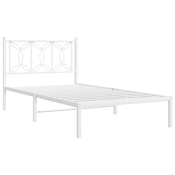 vidaXL Estructura cama sin colch&oacute;n con cabecero metal blanco 107x203cm