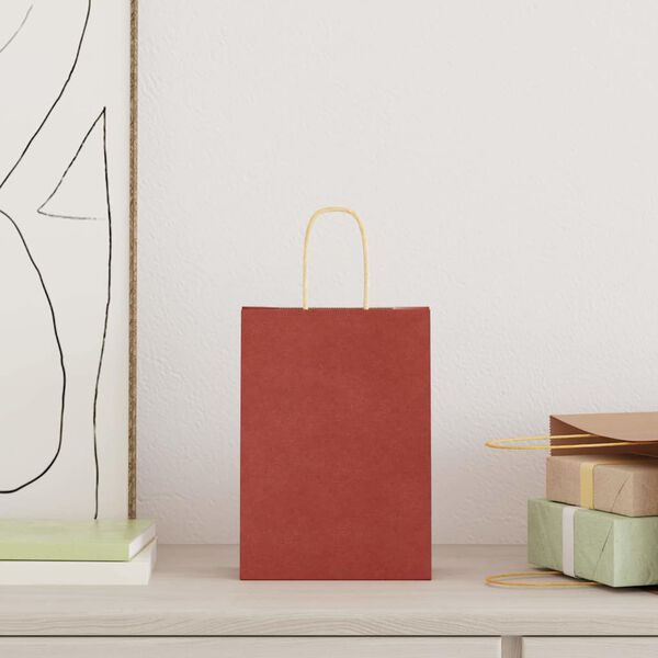 vidaXL Bolsas de papel con asas 250 uds rojo 15x8x21 cm