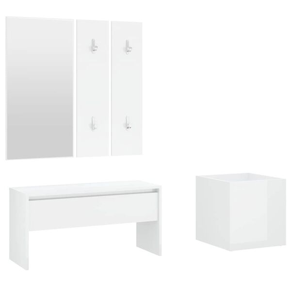 vidaXL Set de muebles de recibidor madera contrachapada blanco brillo