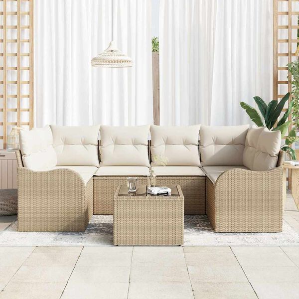 vidaXL Conjunto de sof&aacute; de jard&iacute;n Beige 55 x 55 x 37 cm