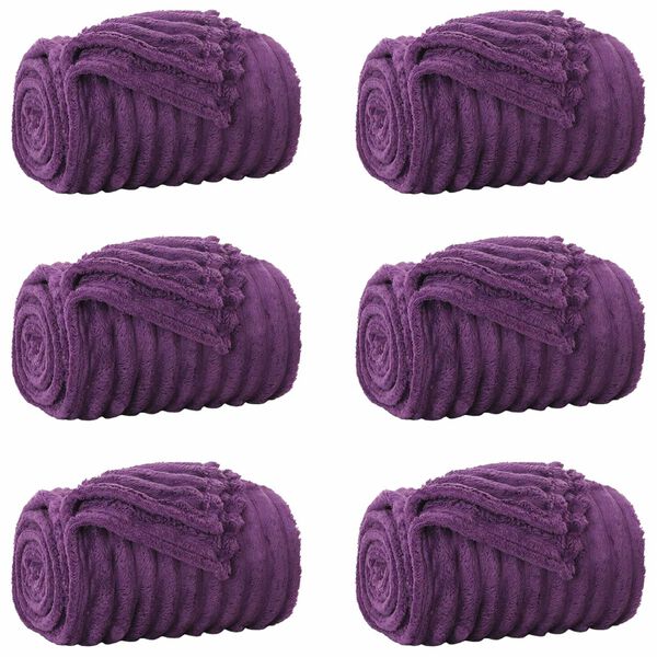 vidaXL Mantitas de Sof&aacute; 6 pcs Morado 200 x 150 cm Lana