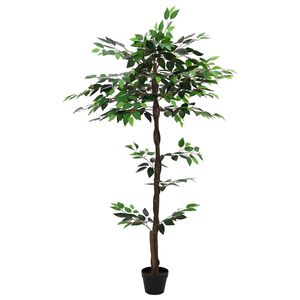 vidaXL Planta Ficus Artificial Verde 85 x 18 x 160 cm Tela y madera