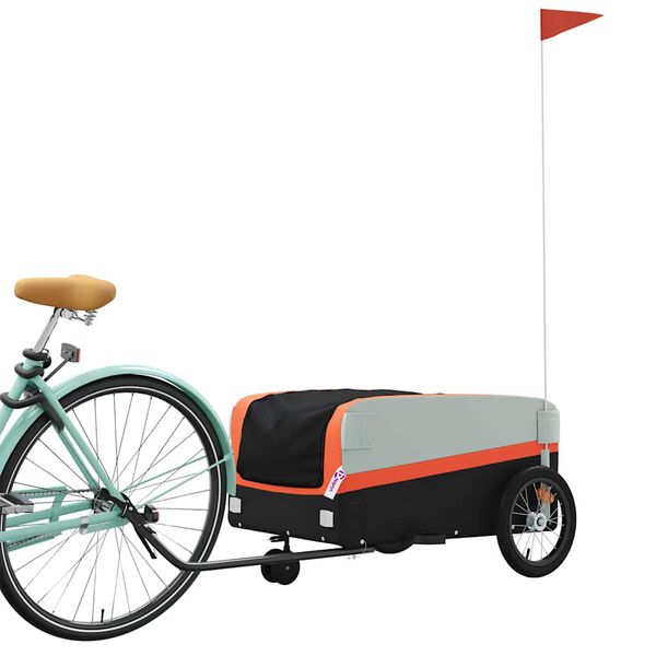 vidaXL Remolque para bicicleta hierro negro y naranja 45 kg
