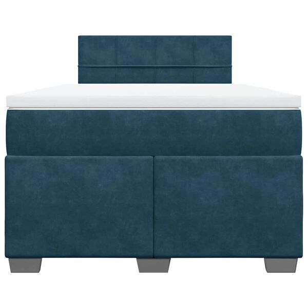 vidaXL Cama box spring con colch&oacute;n terciopelo azul oscuro 120x200 cm