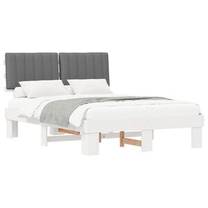 vidaXL Estructura de Cama con Cabecera Tapizada Gris Claro