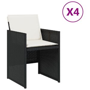 vidaXL Sillas de jard&iacute;n con cojines 4 unidades rat&aacute;n sint&eacute;tico negro
