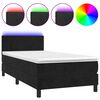 vidaXL Cama box spring colch&oacute;n y LED terciopelo negro 90x200 cm
