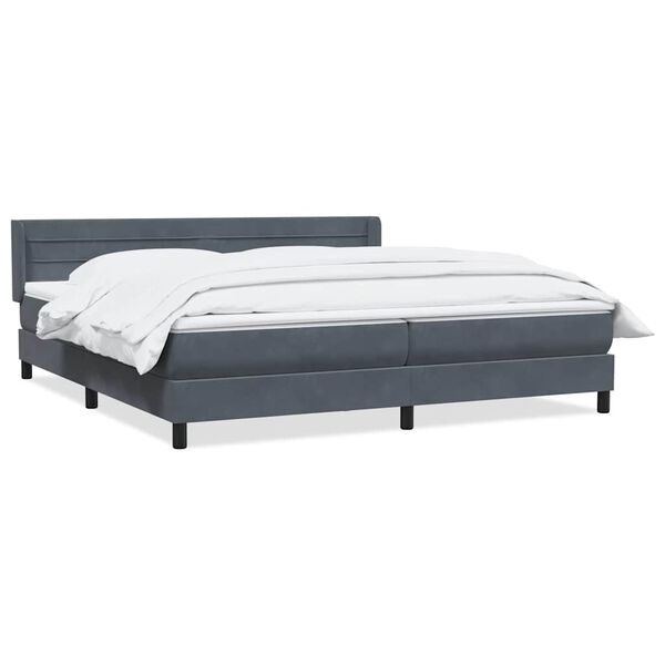 vidaXL Cama box spring con colch&oacute;n terciopelo gris oscuro 180x210 cm