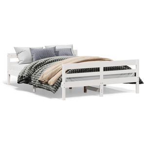 vidaXL Estructura de cama sin colch&oacute;n madera de pino blanca 140x200 cm