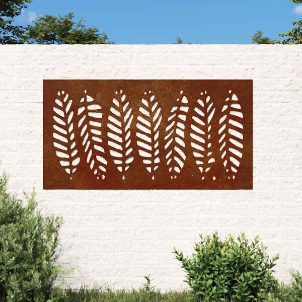 vidaXL Adorno de pared de jard&iacute;n acero corten dise&ntilde;o de hoja 105x55 cm