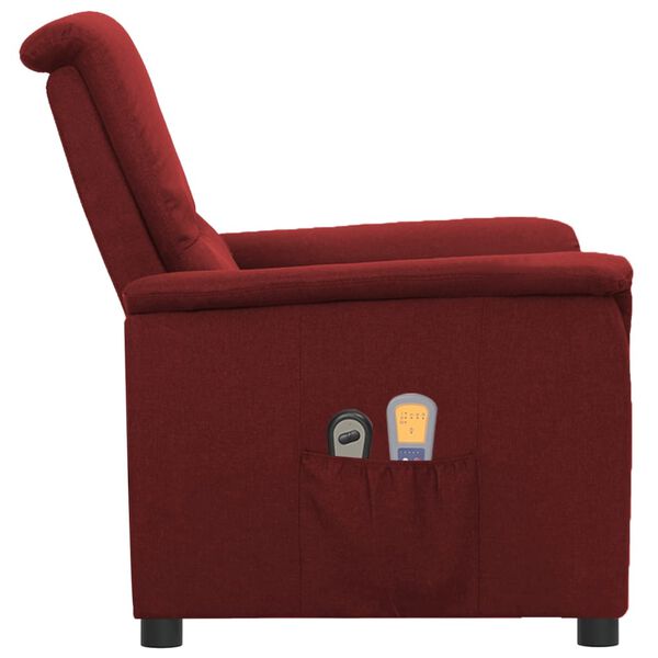 vidaXL Sillón de masaje eléctrico tela rojo tinto