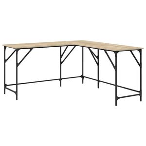vidaXL Escritorio madera de ingenier&iacute;a roble Sonoma 149x149x75 cm