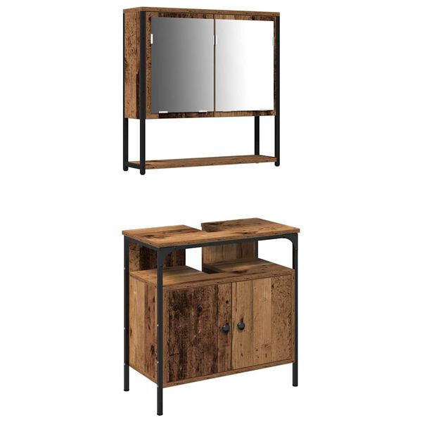 vidaXL Juego de muebles de ba&ntilde;o 2 pcs Marr&oacute;n Madera contrachapada